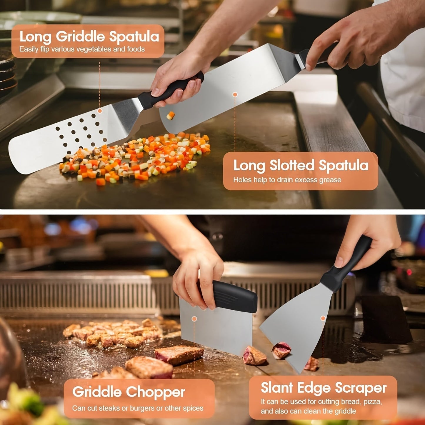 Carvallo BBQ Grillset 20-delat | Komplett tillbehörsset | Rostfritt stål | För inomhus & utomhus