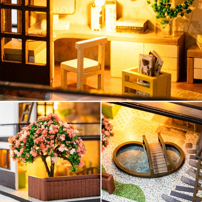 Miniatyr Villa 3D Pussel Kit – Handgjord Modell med LED-belysning och Detaljerad Interiör