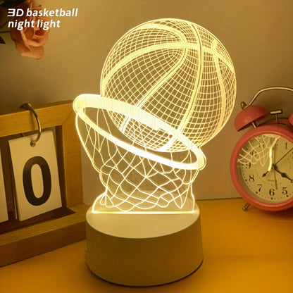 Illusie-Lampa - 3D Basketboll USB Bordslampa med LED Dekorationsbelysning