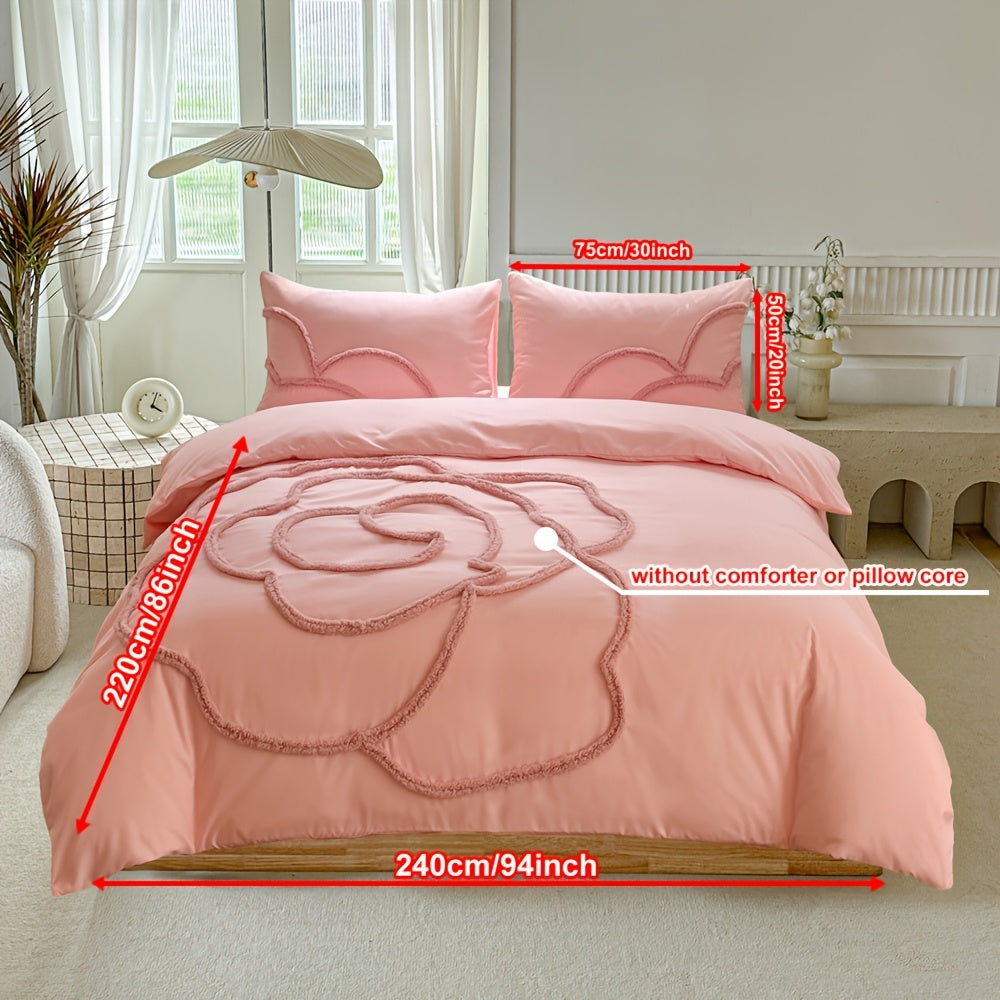 Tufted Sängkläder Set – Sängöverkast och Kuddeöverdrag med Stort Blommönster