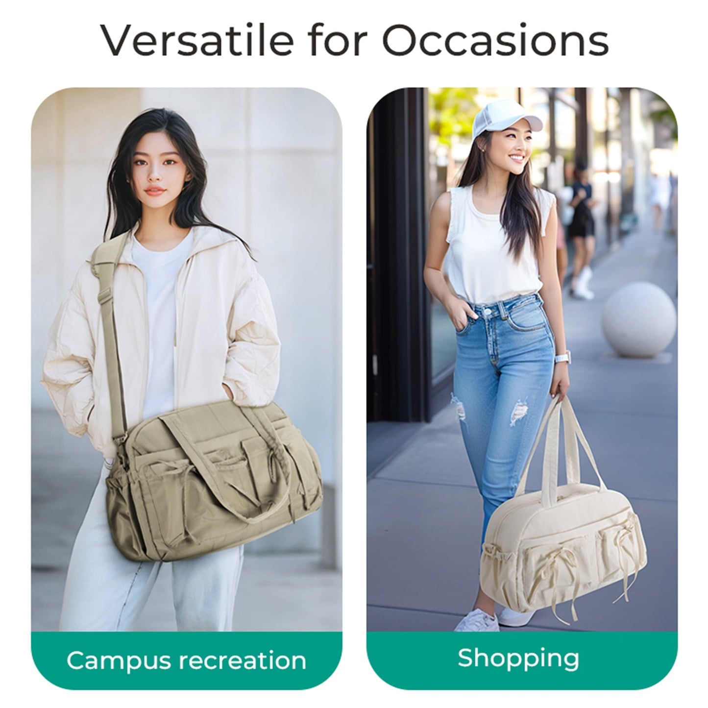 Carvallo Stor damresväska med axelrem | Stilig handväska & axelväska för vardag, arbete, skola & sport | Lätt weekendväska med mycket förvaringsutrymme