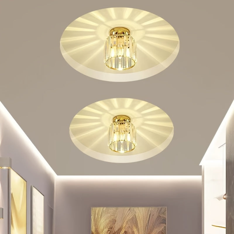 CrystalLuxe - Modern E27 LED Taklampa, Svart Guld med Kristallglas