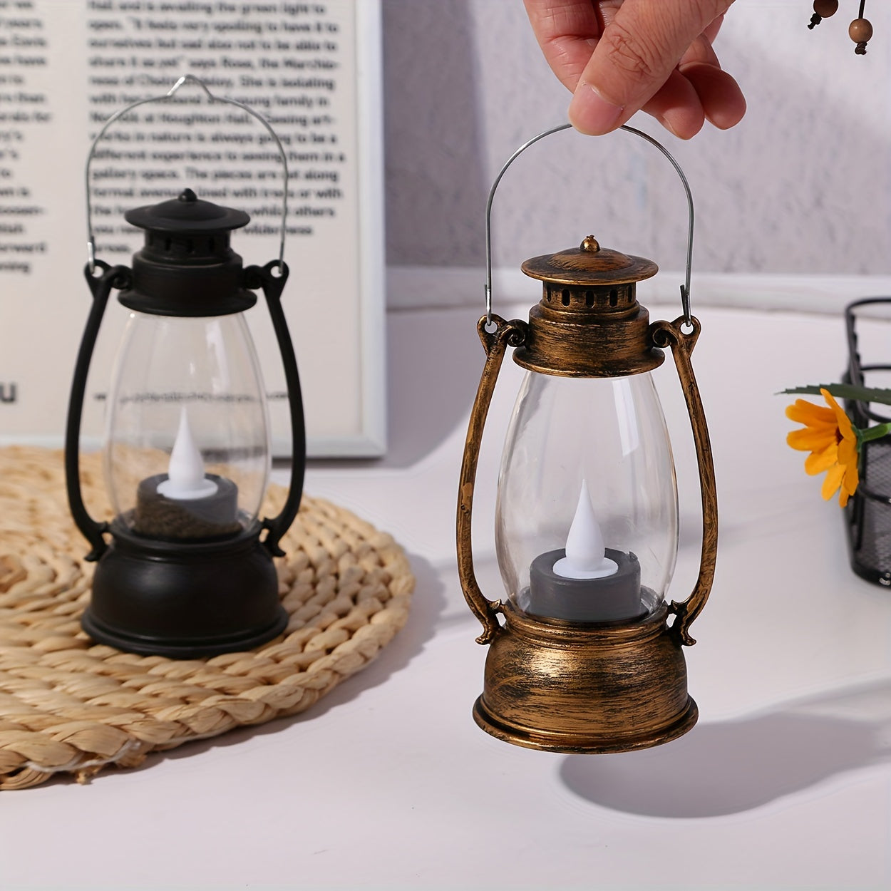 VintageGlow - LED Kerosinstil Bordslampa med Gul Flamma