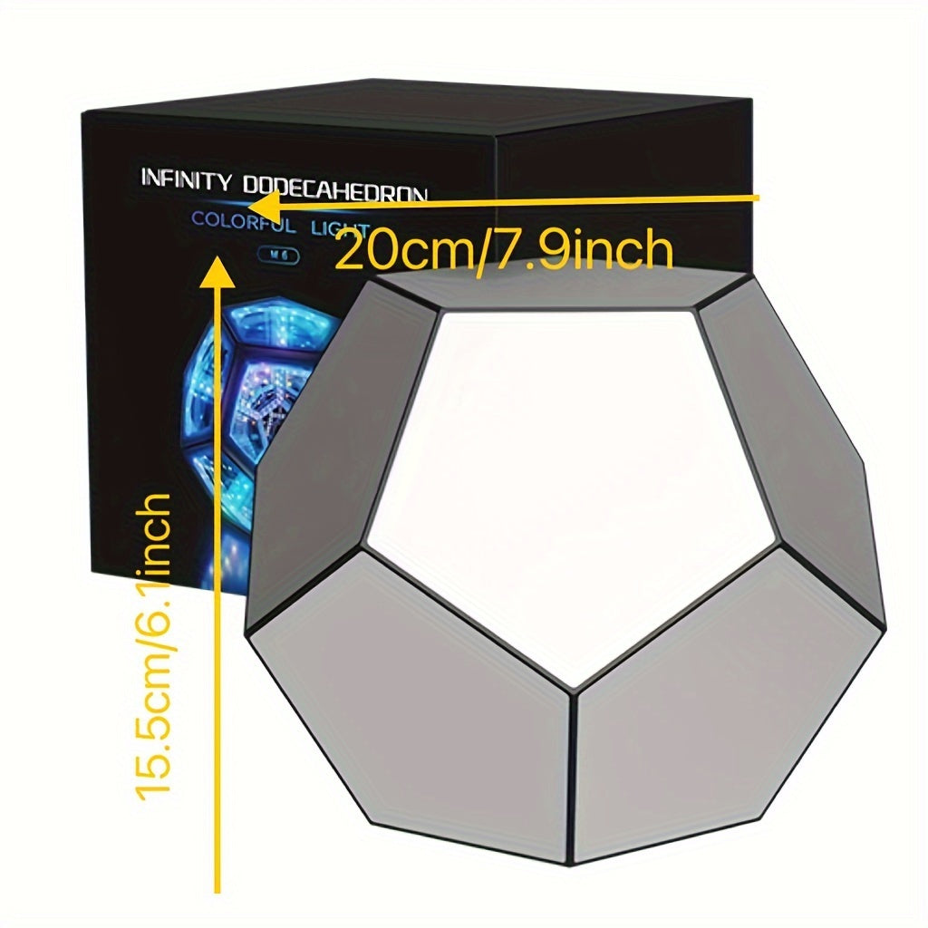 InfinityGlow - Magisk Färgglad Dodekaederlampa med 3D Oändlig Spegel och RGB Belysning