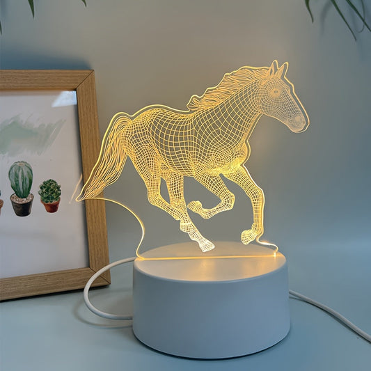 DierenLicht - Geometrisk Häst Nattlampa, USB-driven LED Bordslampa