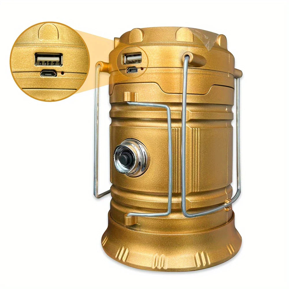 Solarlampa för camping med USB-laddning – Bärbar LED-lampa för utomhusaktiviteter och nödsituationer