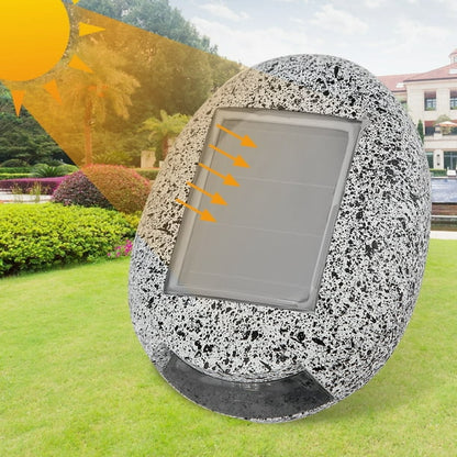Solar LED Stenlampa för trädgård och stigar – Väderbeständig stigbelysning i naturstensdesign