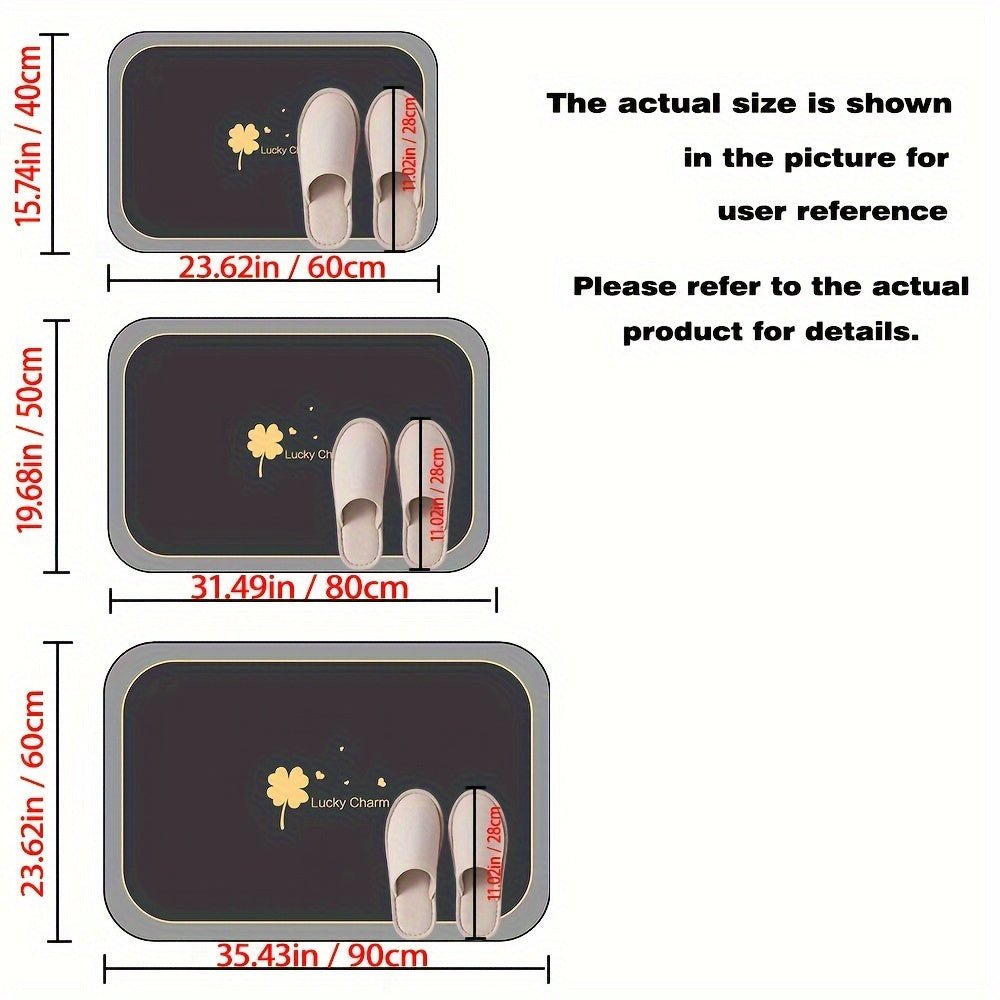 Lucky Charm Snabbtorkande Badmatta - Geometrisk Design med Halkfri för Duschen och Entrén
