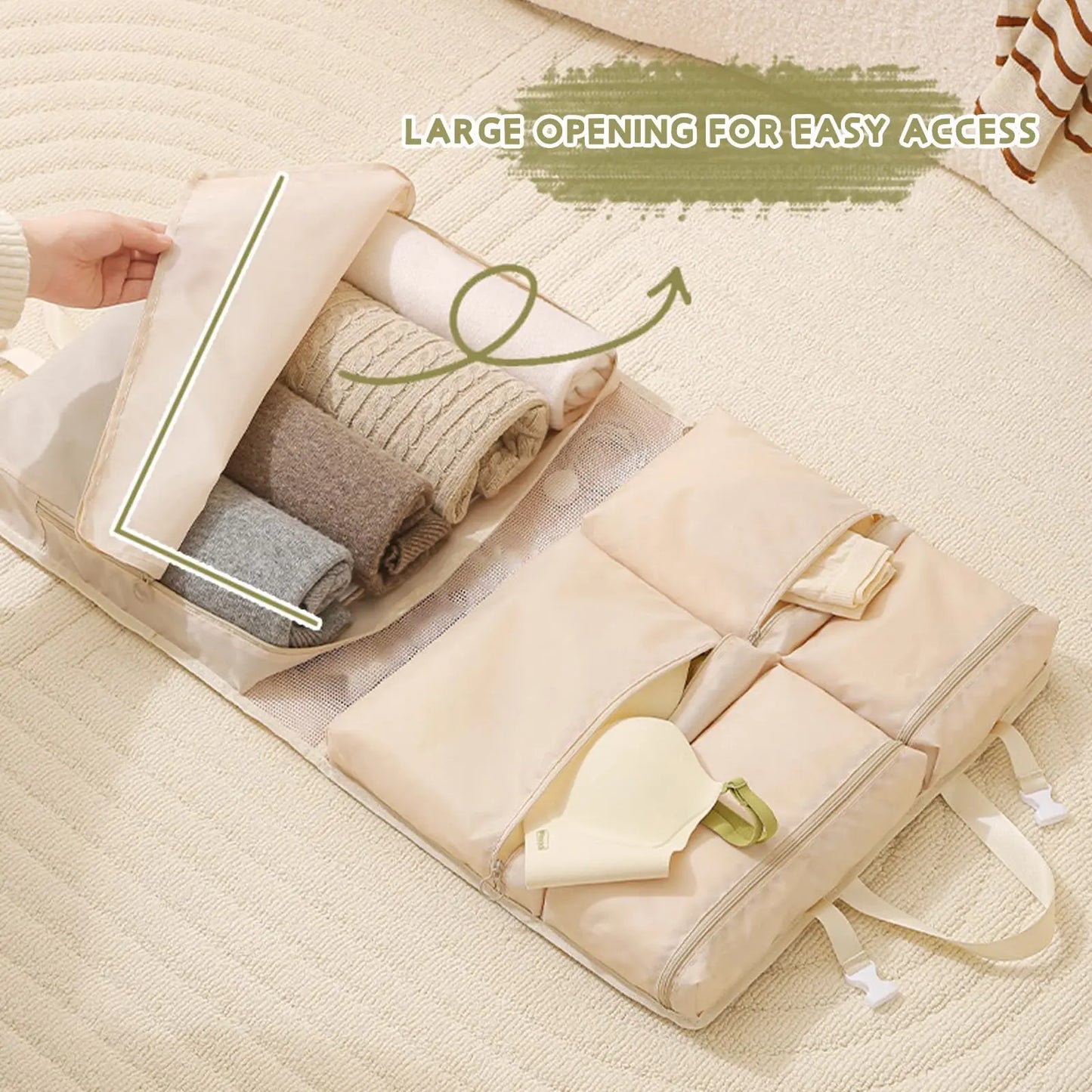 Carvallo Hängande Resväska | Kompakt & Fällbar | Med Flera Fack | Stylig Organisationshjälpare