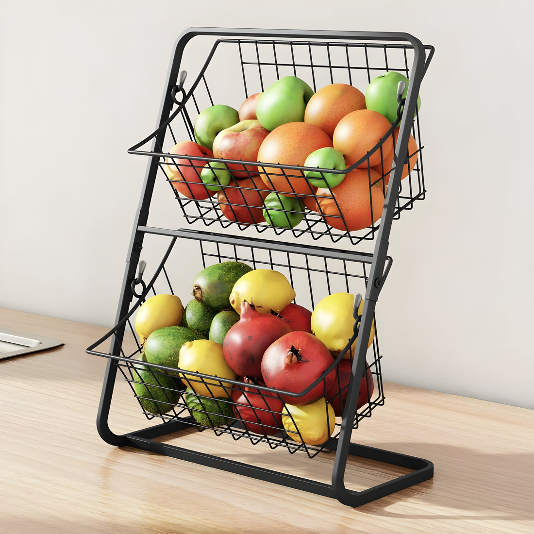 Avtagbar frukt- och grönsakskorg med platsbesparande design