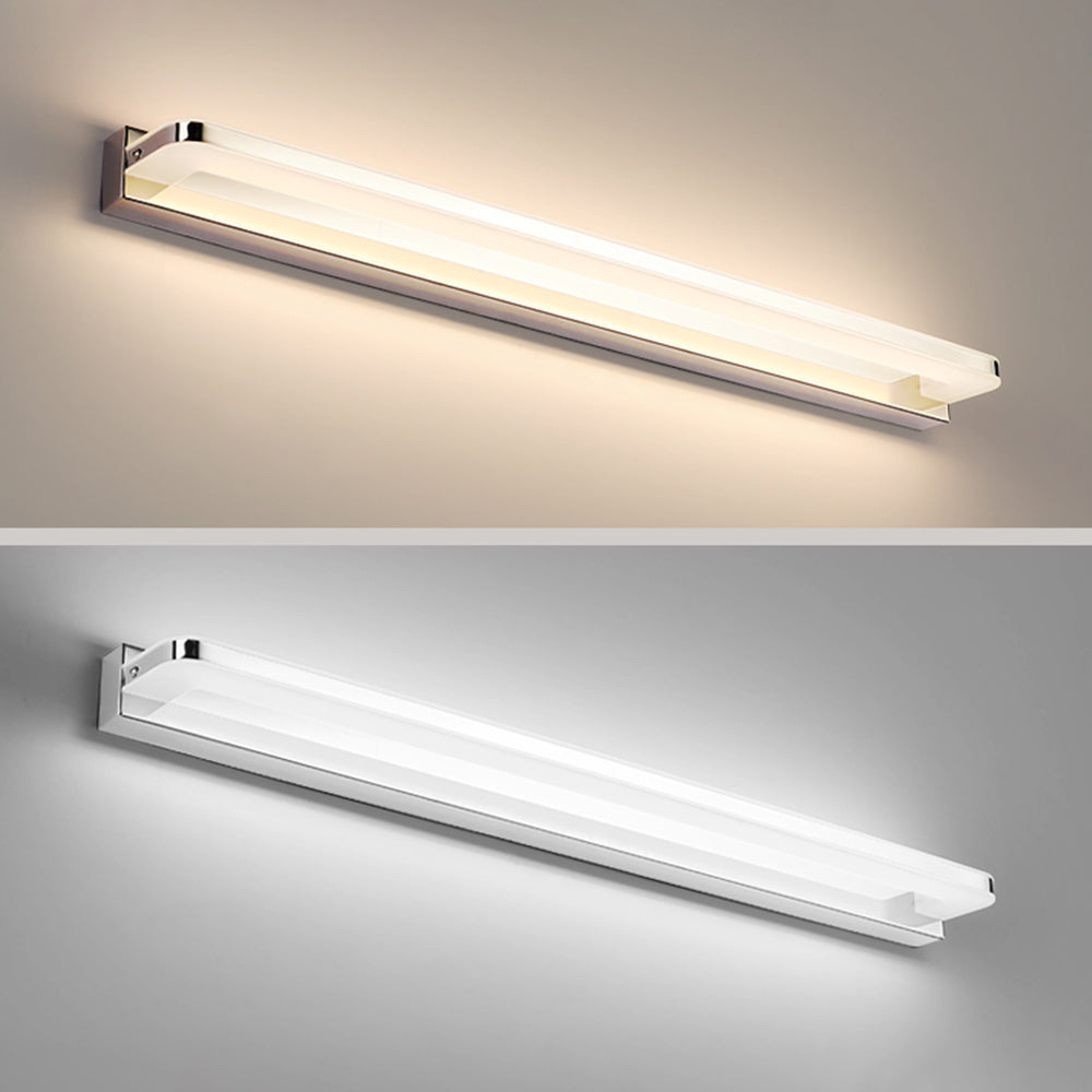 Skandinavisk Linjär Spegel Vägglampa, Krom/Svart, Sovrum