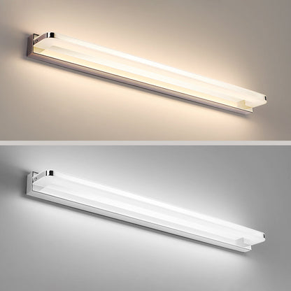 Skandinavisk Linjär Spegel Vägglampa, Krom/Svart, Sovrum