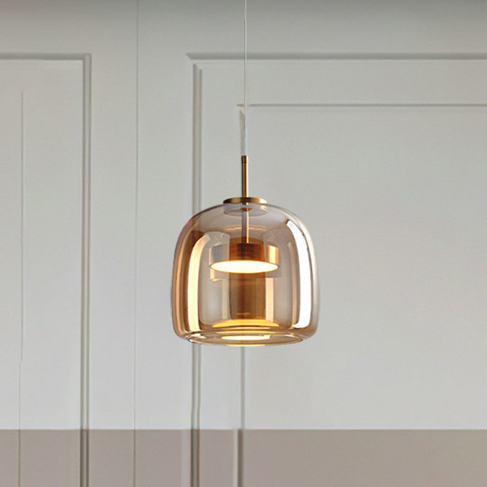 Amber Glass Pendant Light | Vintage Style | Warm LED Glow | Justerbar Höjd