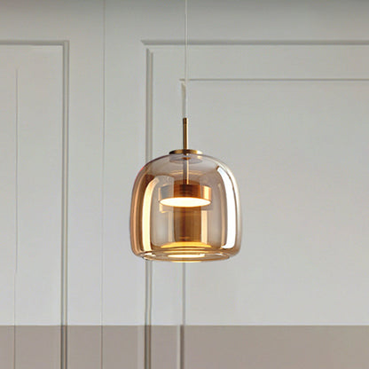 Amber Glass Pendant Light | Vintage Style | Warm LED Glow | Justerbar Höjd