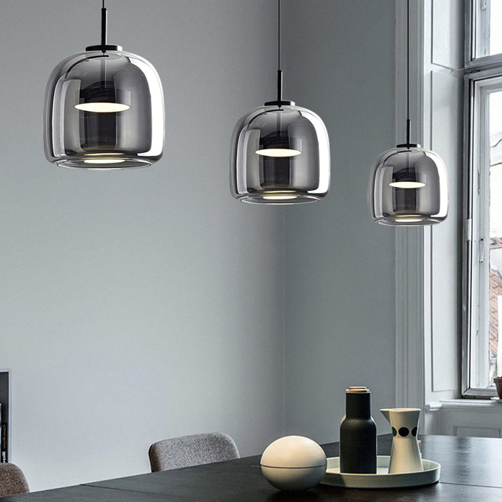 Amber Glass Pendant Light | Vintage Style | Warm LED Glow | Justerbar Höjd