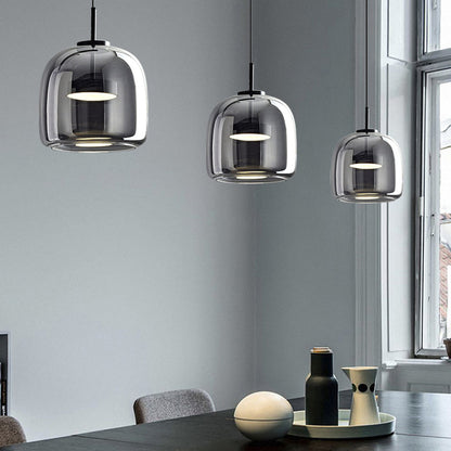 Amber Glass Pendant Light | Vintage Style | Warm LED Glow | Justerbar Höjd