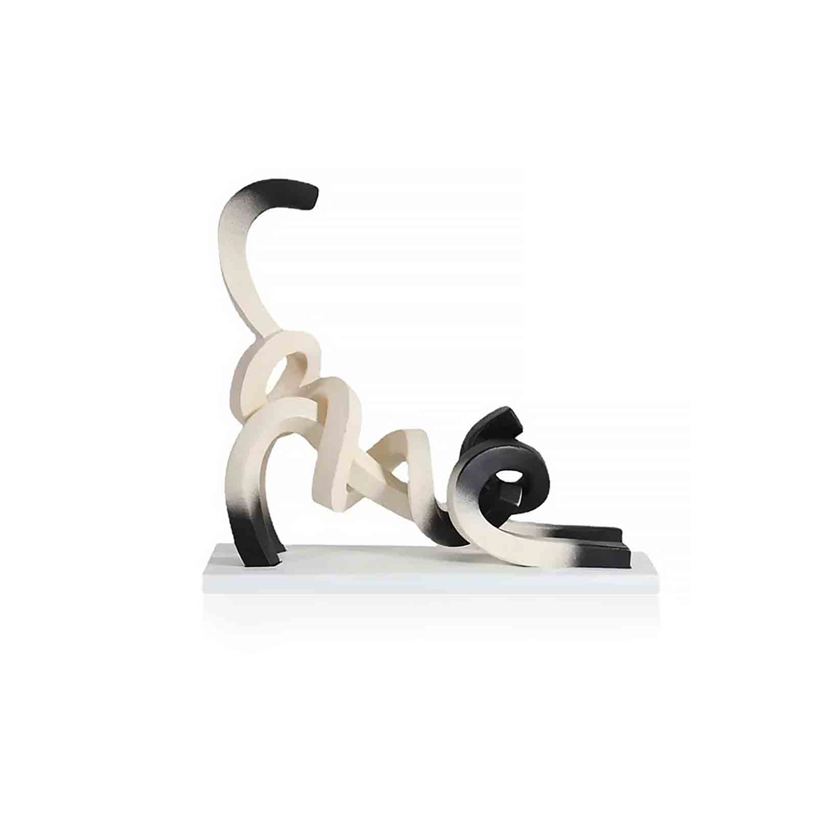 Abstract Minimalist Vridna Siamesisk Katt Skulptur för Heminredning