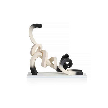Abstract Minimalist Vridna Siamesisk Katt Skulptur för Heminredning