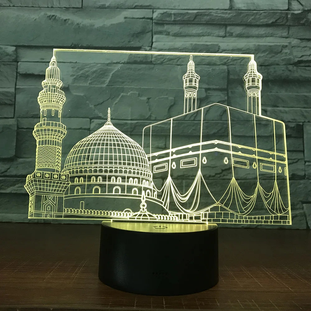 SpiritGlow - LED Bordslampa i Moskédesign, 3D Belysning för Spirituell Atmosfär