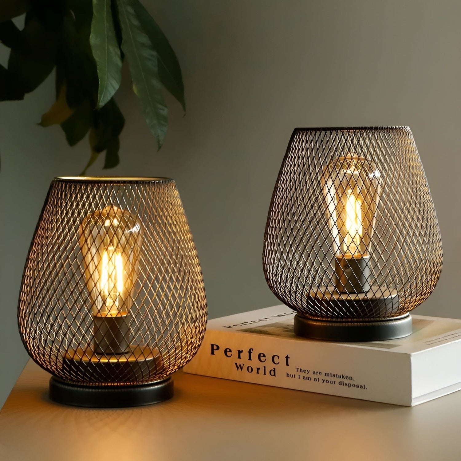 CageLuxe Lampa - Trådlös metallbur LED bordsbelysning