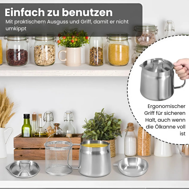 Carvallo - Kök oljebehållare i rostfritt stål med sil