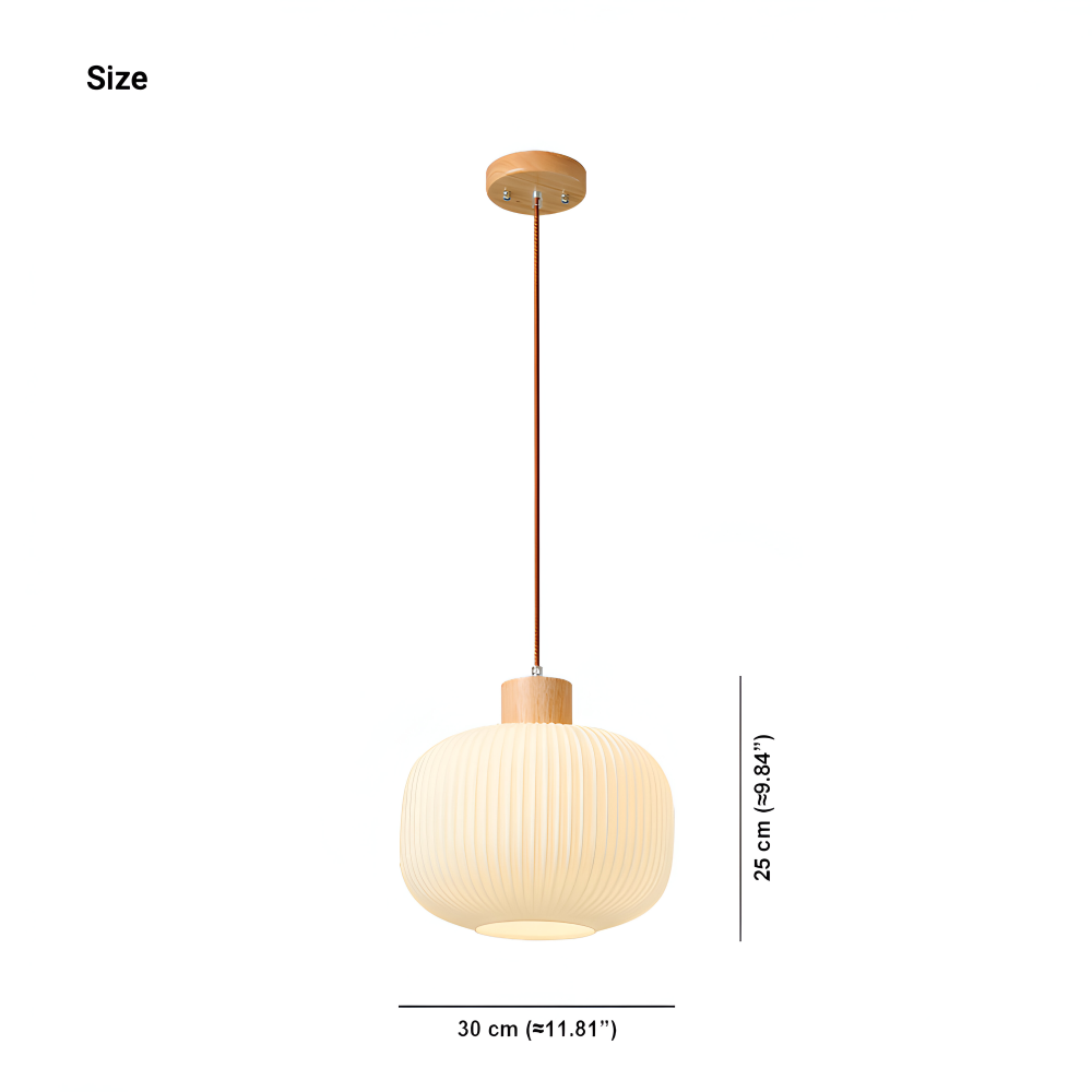 AkariLuxe Taklampa – Elegant hängande lampa av vit, ribbad glas i japansk stil