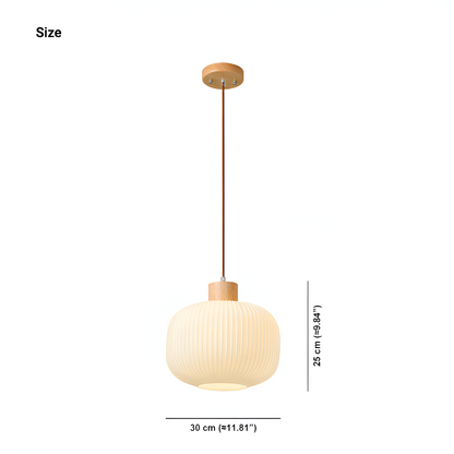 AkariLuxe Taklampa – Elegant hängande lampa av vit, ribbad glas i japansk stil