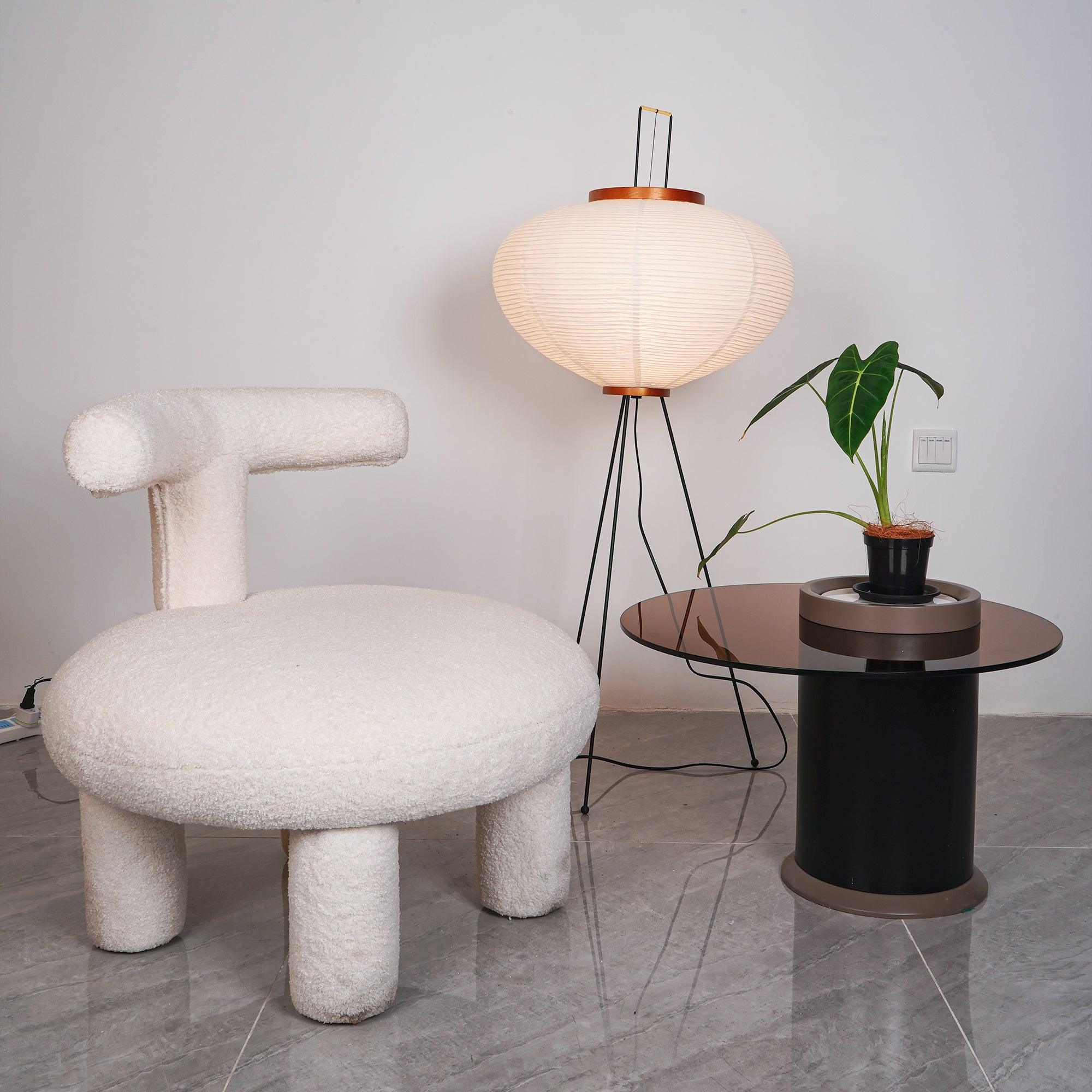 Lunora Haze | Skulptural golvlampa i rispapper i Japandi-stil