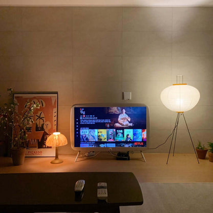 Lunora Haze | Skulptural golvlampa i rispapper i Japandi-stil