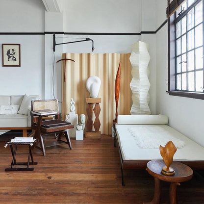 Lunora Haze | Skulptural golvlampa i rispapper i Japandi-stil