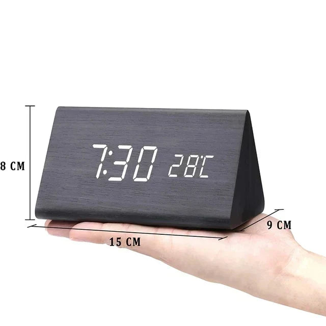 Väckarklocka Digital Trä LED Skärm