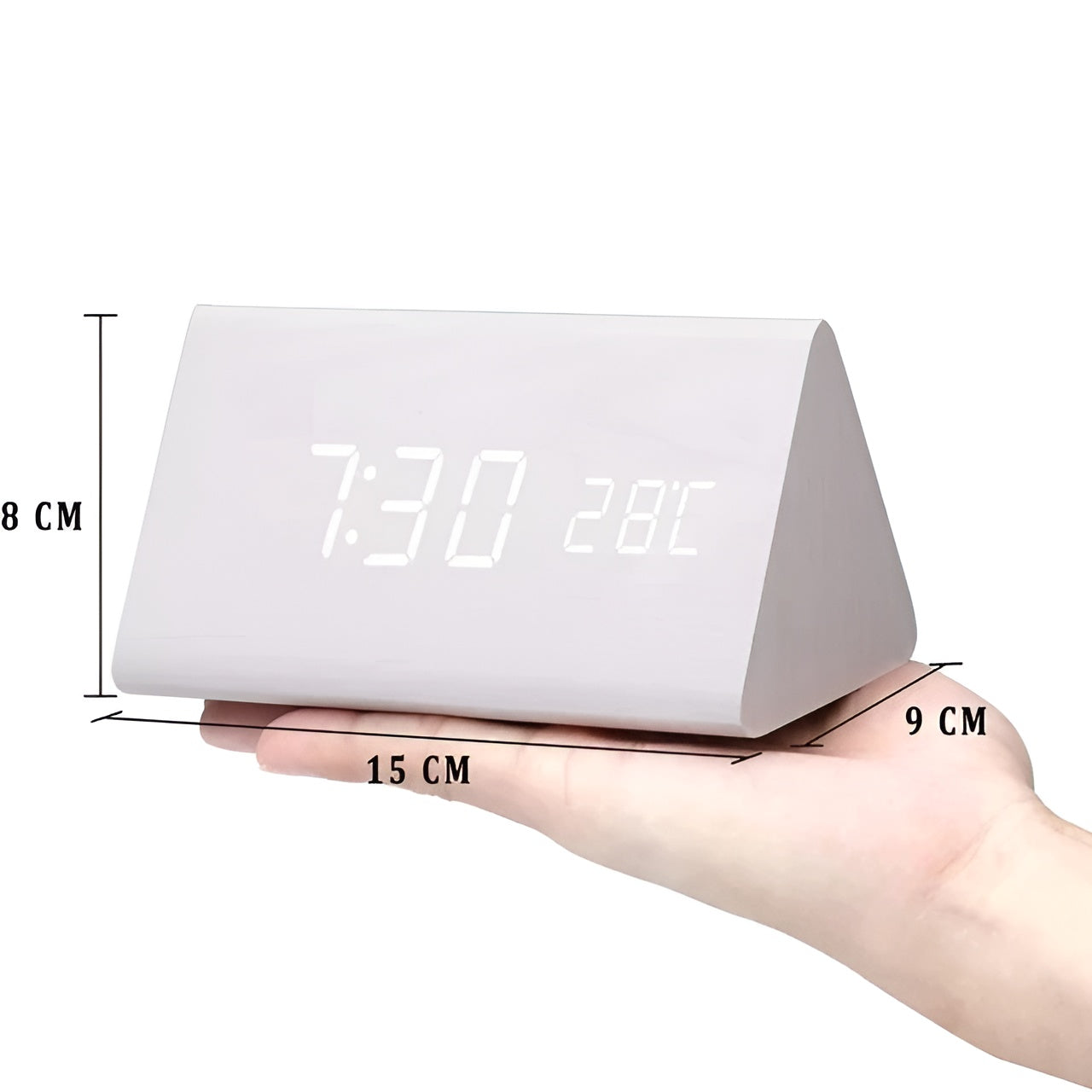Trä-LED-klocka – Elegant väggklocka med väckfunktion | Tidös design för vardagsrum