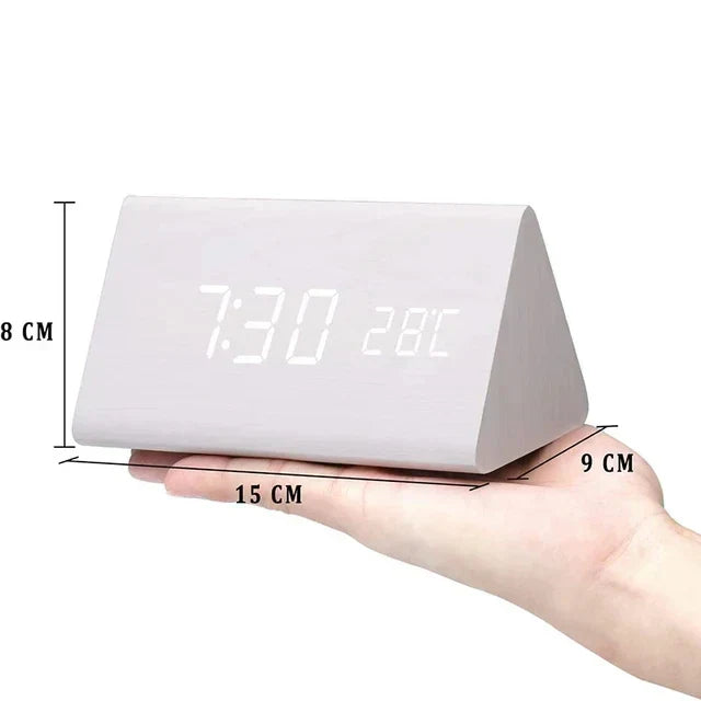 Väckarklocka Digital Trä LED Skärm