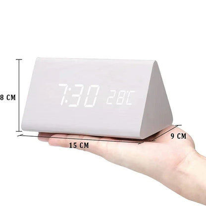 Väckarklocka Digital Trä LED Skärm