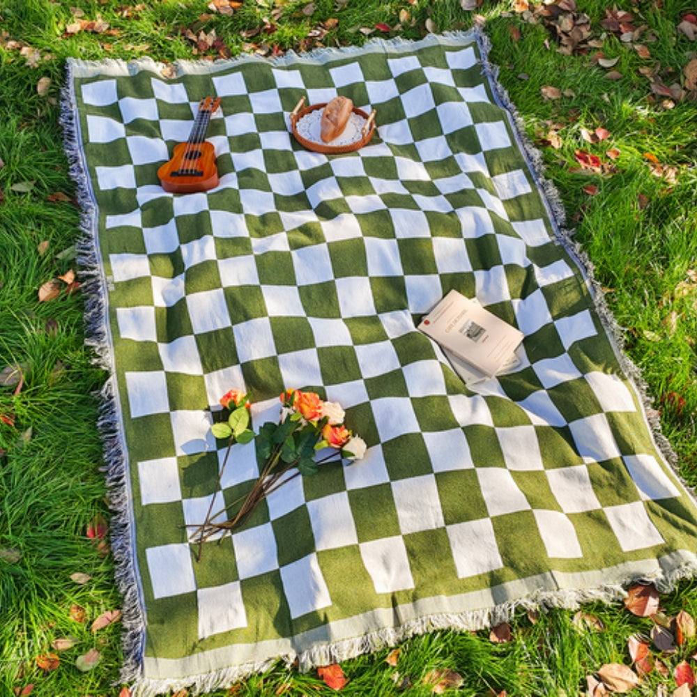 Klassisk Rutig Picknickfilt med Fransar