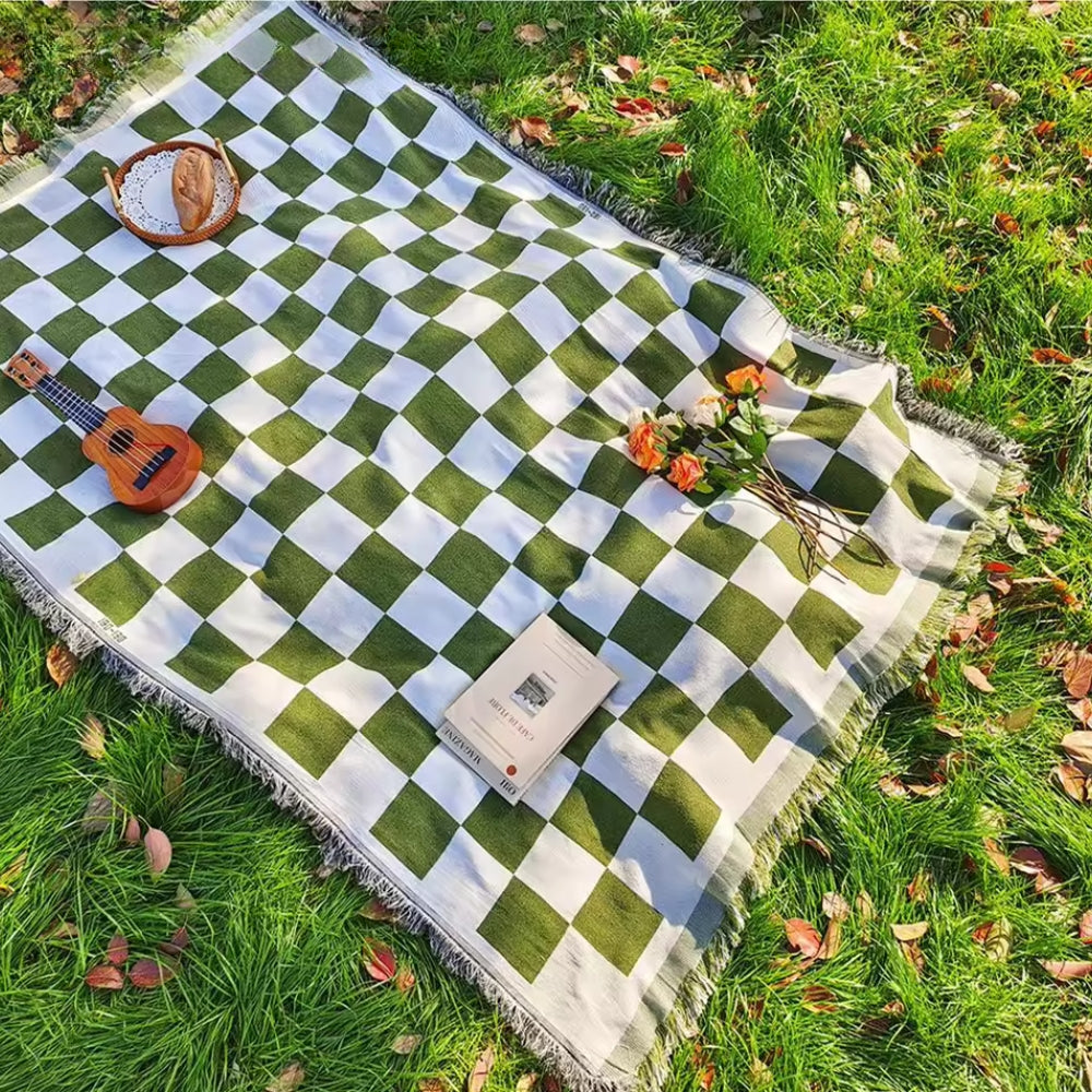 Klassisk Rutig Picknickfilt med Fransar