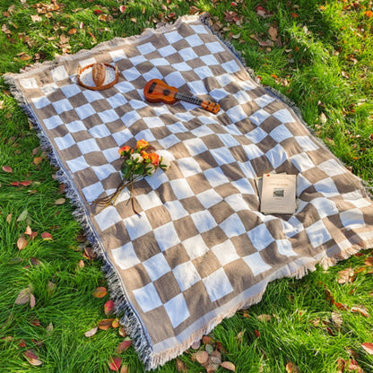 Klassisk Rutig Picknickfilt med Fransar
