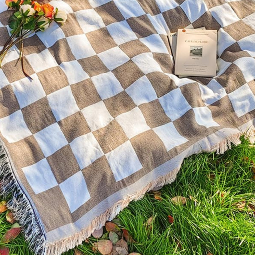 Klassisk Rutig Picknickfilt med Fransar