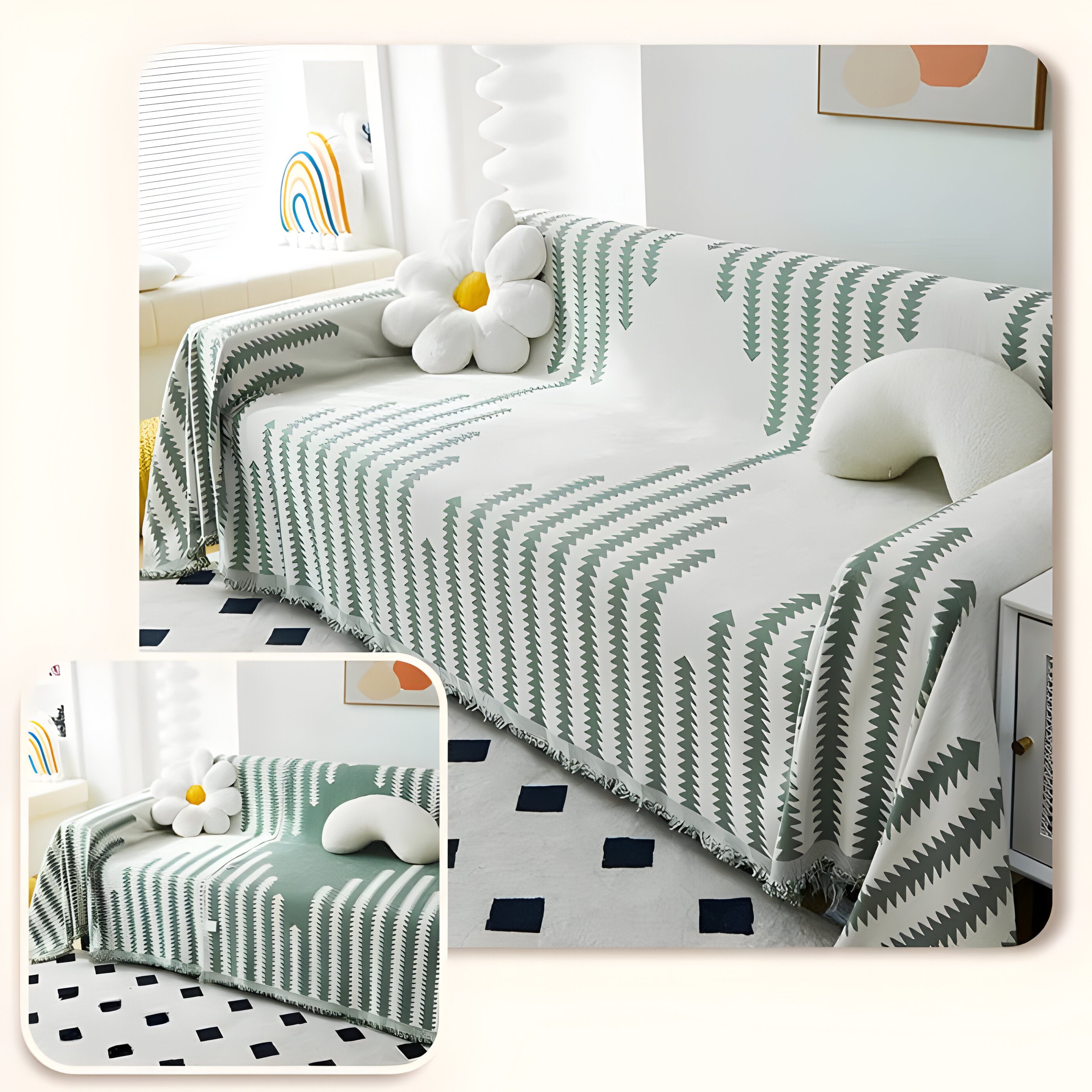 HomeHaven Cover - Dubbelsidig Chenille-tyg-sofföverdrag