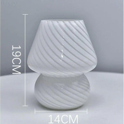 Svamp lampa glas – Dekorativ bords-lampa i retro stil för mysigt rum