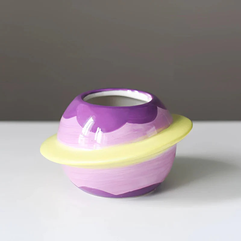 PlanetPot – Kreativ planetdesignad suckulentkruka för skrivbordsdekoration och altanhantverk