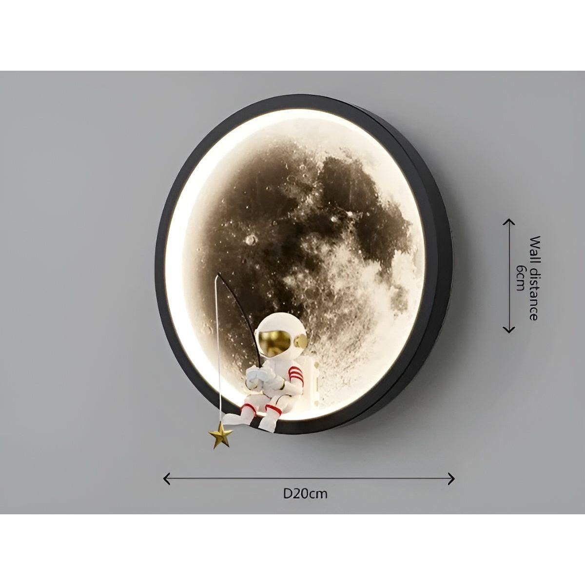AstroGlow Ljus - Tecknad rymdman astronaut LED Rund måne vägglampa