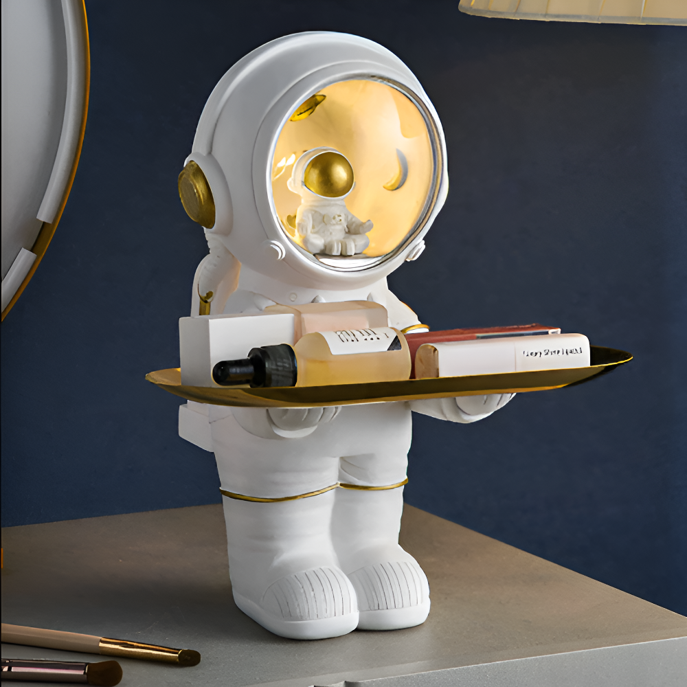 AstroTray – Astronaut Dekorationsförvaringsbricka av konstharp | Modernt fat för nycklar och tillbehör