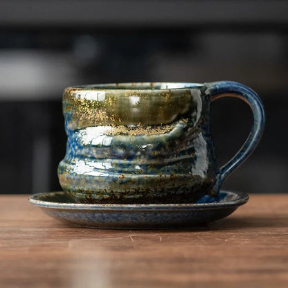 Keramisk Kaffe Muggar &amp; Fat Set | Rika Jordnära Färger | Tegel för Tegel