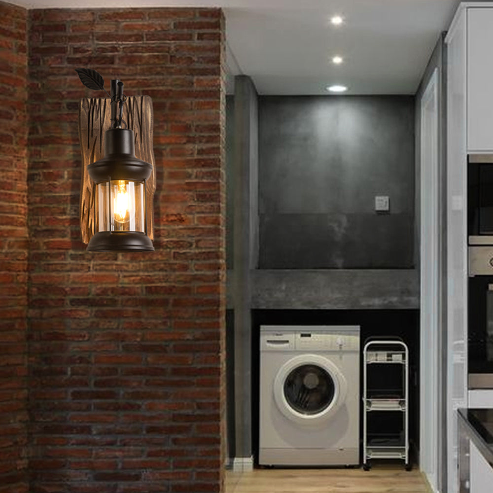 Vintage Lampa LED Vägglampa Svart Sovrum/Vardagsrum Trä Metall