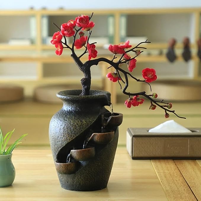 Zen Blossom Water Vase - Lugn Bonsai Dekoration med Fontän