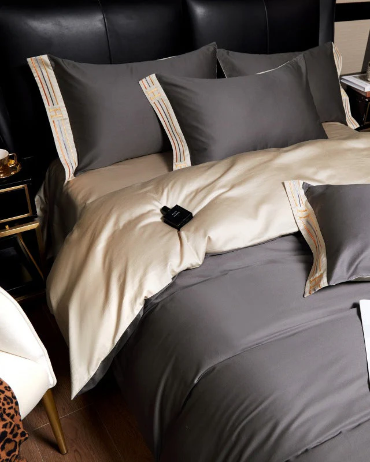 Carvallo Luxe – 4-delars bomulls-satin sängkläder med elegant broderi