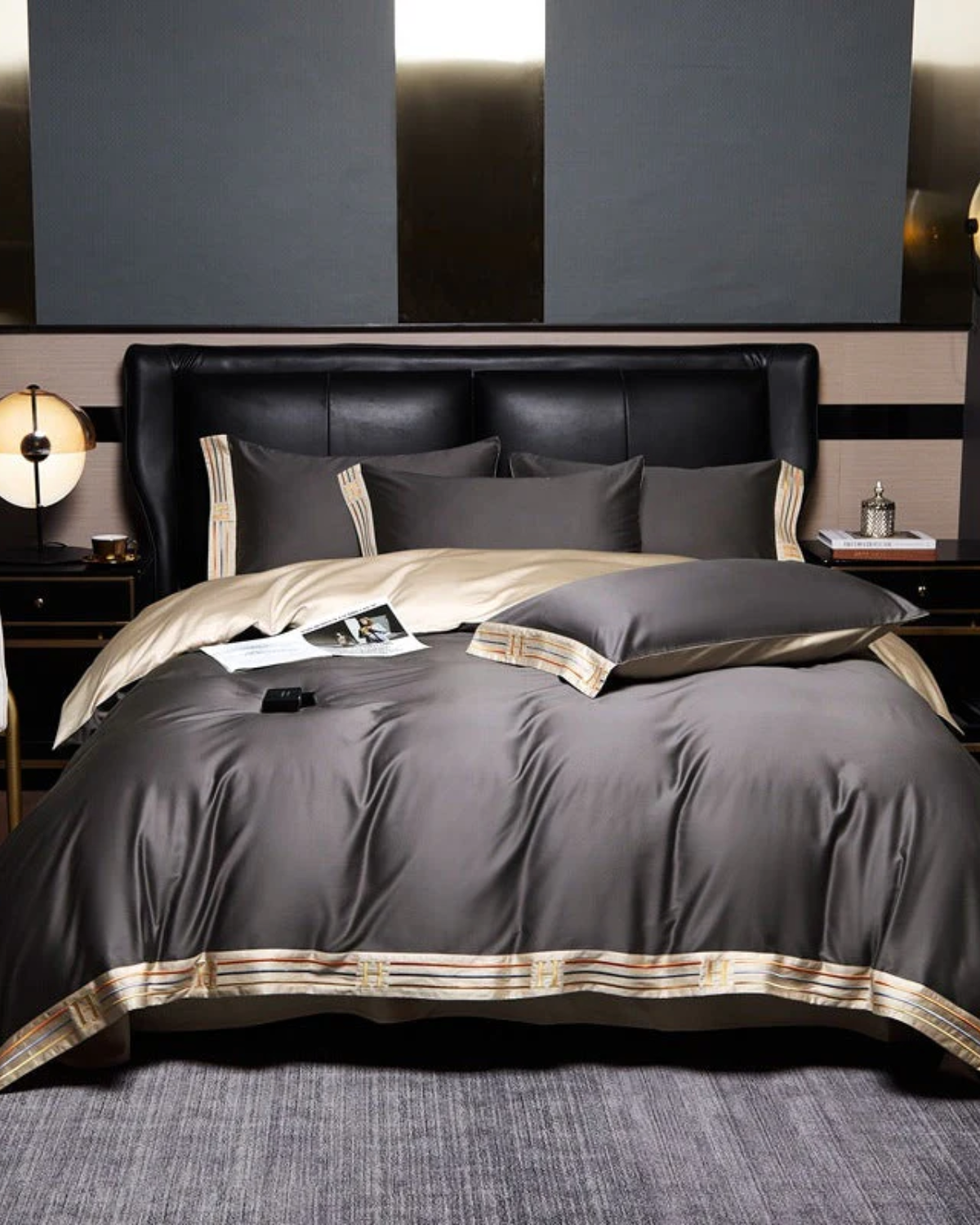 Carvallo Luxe – 4-delars bomulls-satin sängkläder med elegant broderi