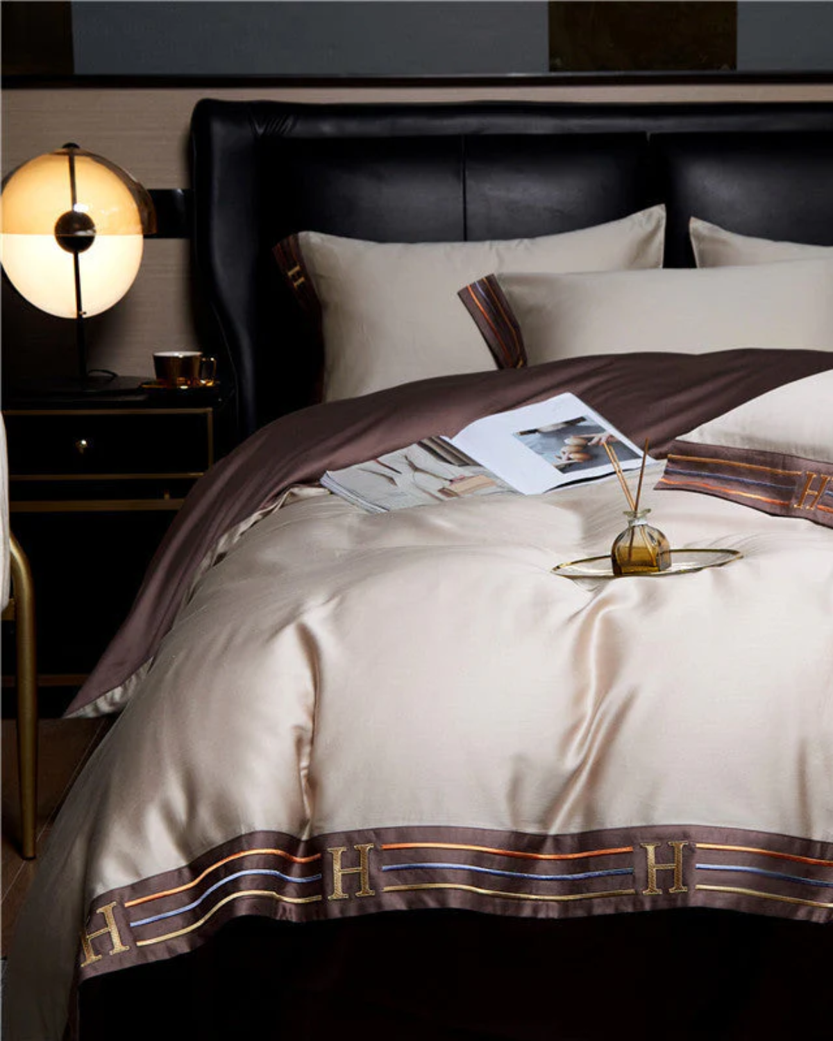 Carvallo Luxe – 4-delars bomulls-satin sängkläder med elegant broderi