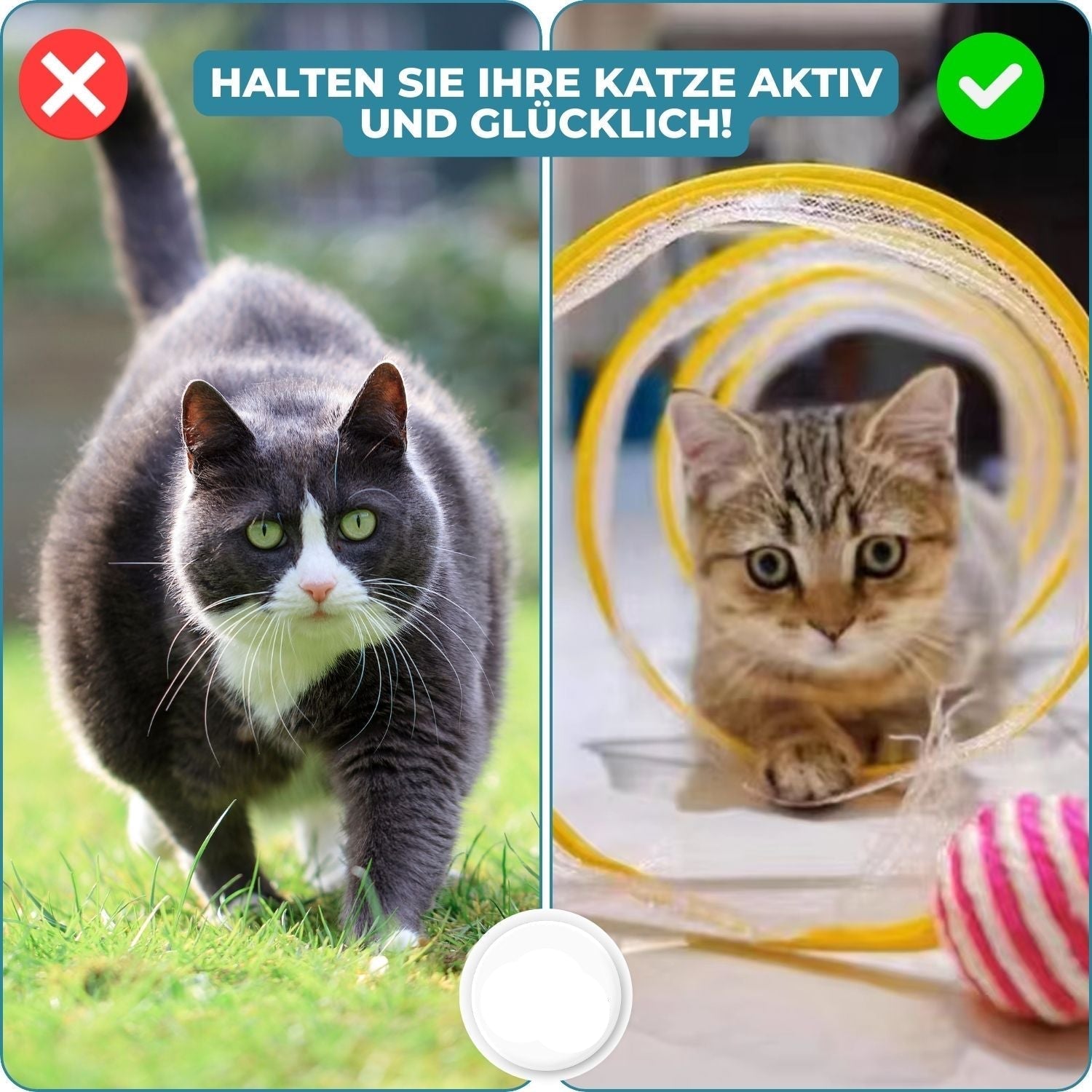 Carvallo - Fällbar kattunnel med integrerade leksaker